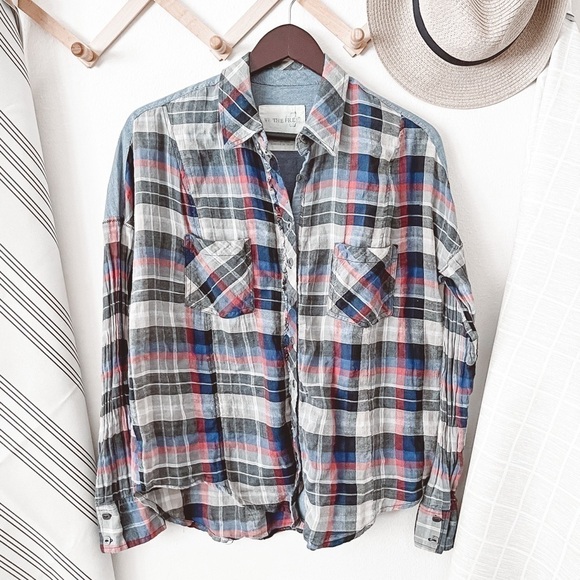 Free People Long Sleeve Plaid Button Down - Picture 1 of 5